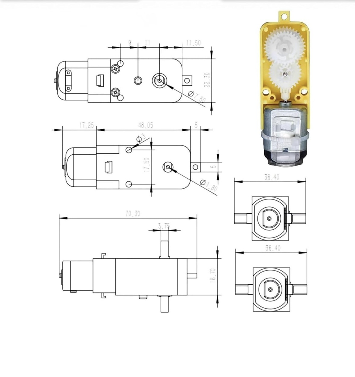 300 RPM Dual Shaft BO Motor – Straight - Image 6